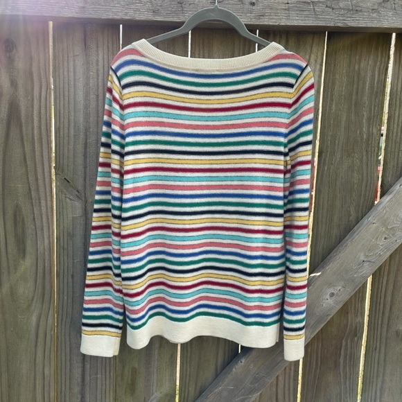 Talbots Lambswool Rainbow Stripe Crew Neck Sweater Top - Picture 7 of 7